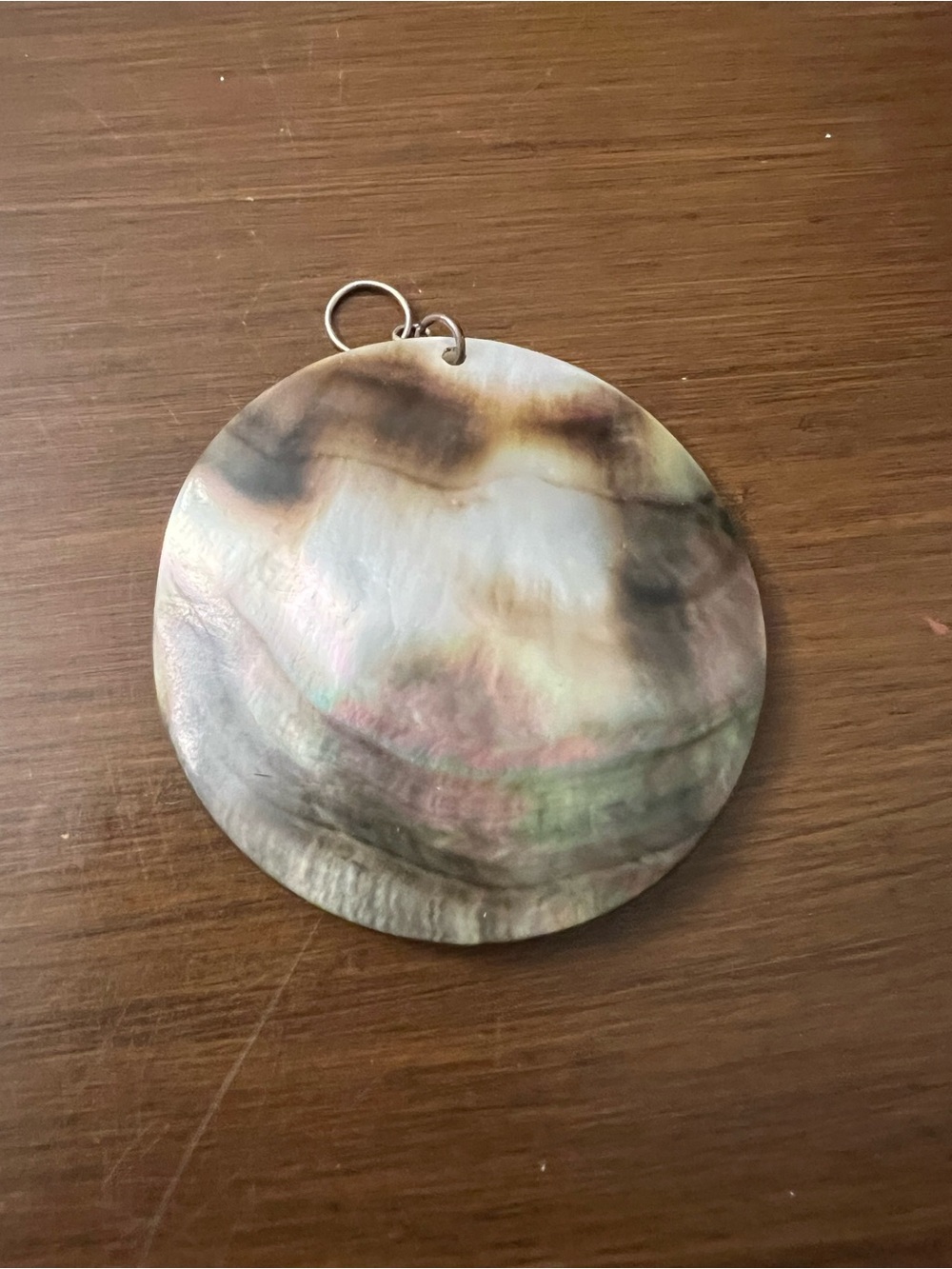 Iridescent Mother of Pearl Round Hanging Accent - Neutral